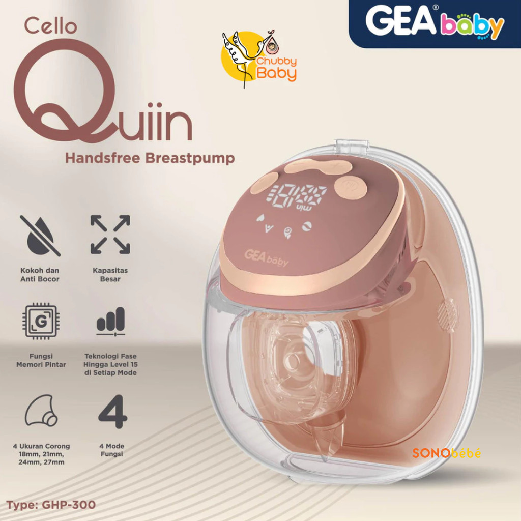 GEA Baby Cello Quiin Handsfree Breast Pump GHP-300 - Pompa Asi Elektrik