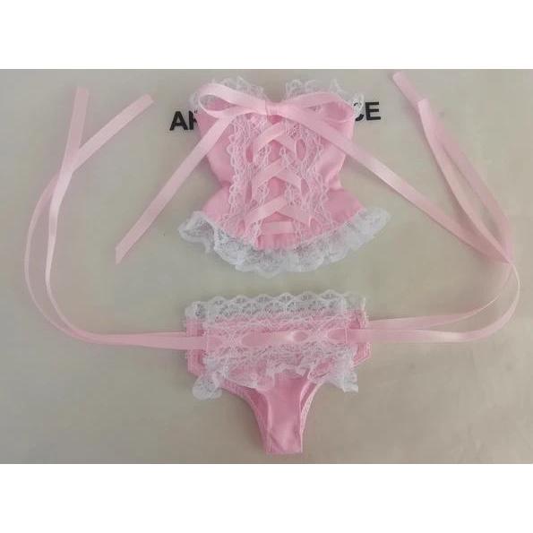 [Only Selling Clothes ] Big Size Doll 1/3 1/4 1/6 Scale Sweet Sexy Strapless Lace Bow Lingerie Set f
