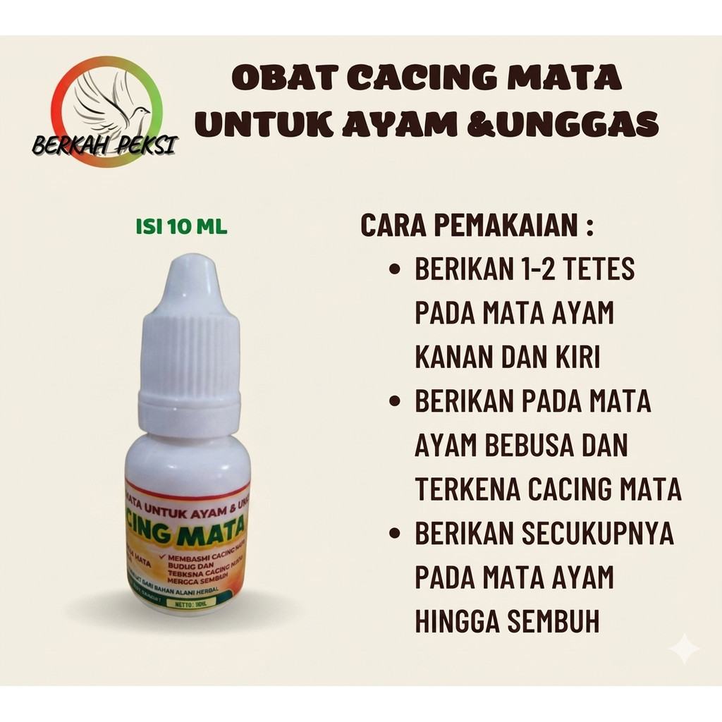 OBAT TETES CACING MATA AYAM BEBEK ENTOK UNGGAS CACING MATA MEMBASMI CACING MATA BERBUSA BERAIR