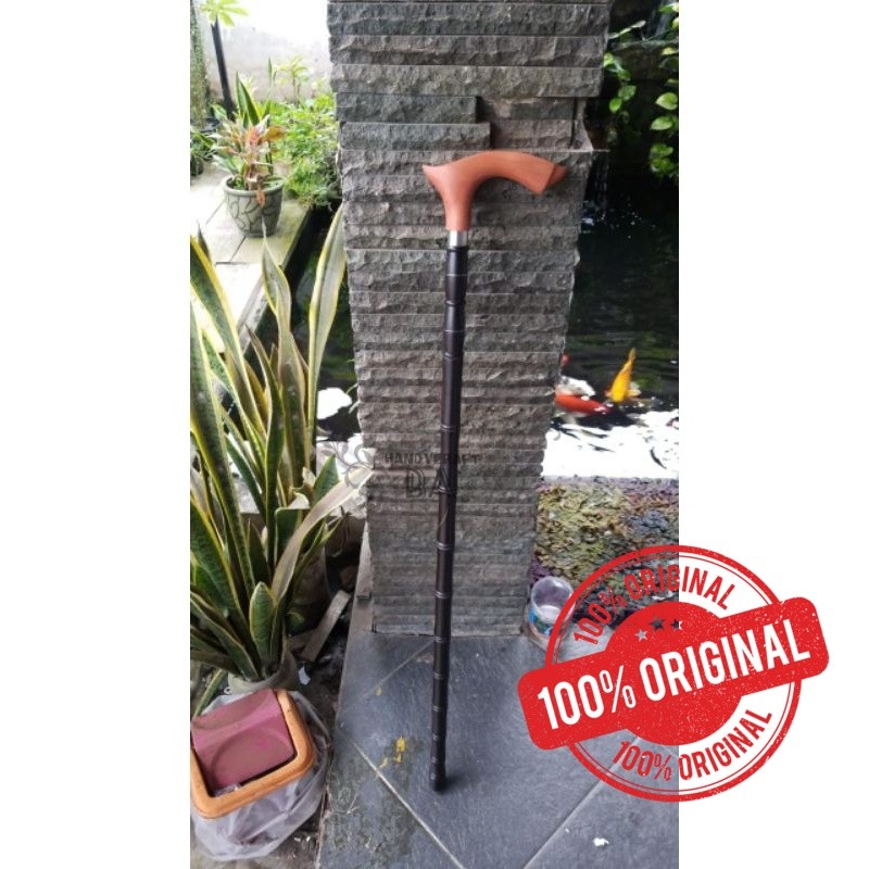 TONGKAT JALAN KAYU KELOR HITAM GAGANG KAYU NAGASARI UKURAN 1 METER bahan original tanpa proses kimia