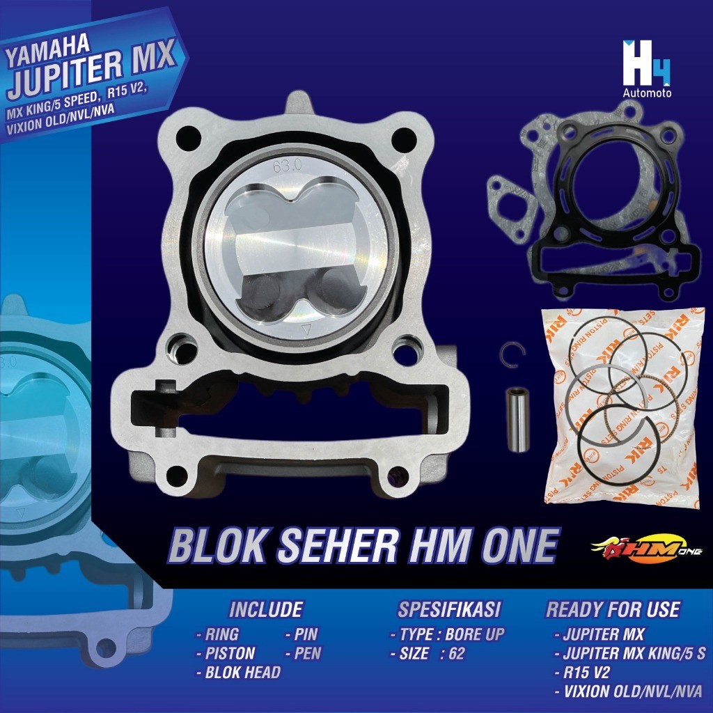 HM ONE Blok Seher Boring Bore Up MX Vixion NEW NVL NVA R15 V2 Vixion Old 62mm 63mm Racing Piston Rin