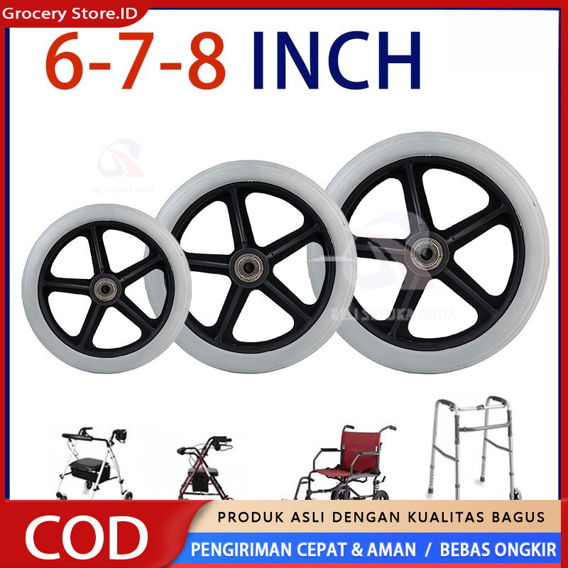 Ready Roda Depan Kursi Roda 6/7/8 Inci | Roda Kursi Roda Travel Portable | Roda Pengganti Kursi Roda