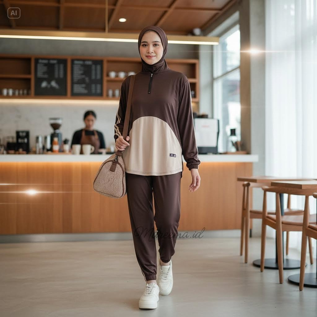 Setelan Baju Olahraga Wanita Plus Hijab Muslim Terbaru Baju Sport Senam Lari Zumba Aerobic