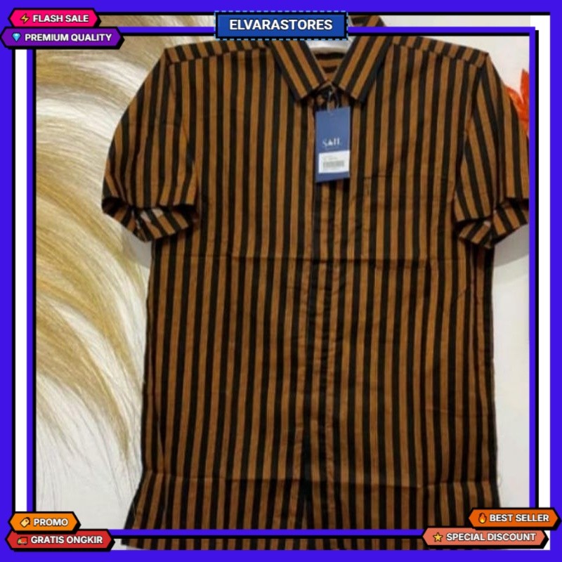 Kemeja Batik Lurik Pria Dewasa Katun S-XXXL MKY Murah