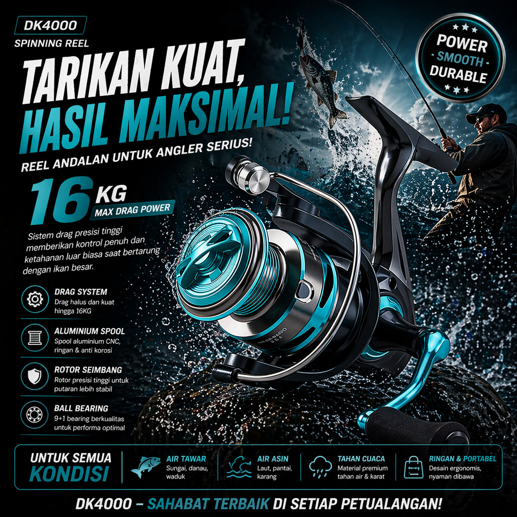 DK Reel Pancing Spinning Fishing Reel - DK4000 -FG37