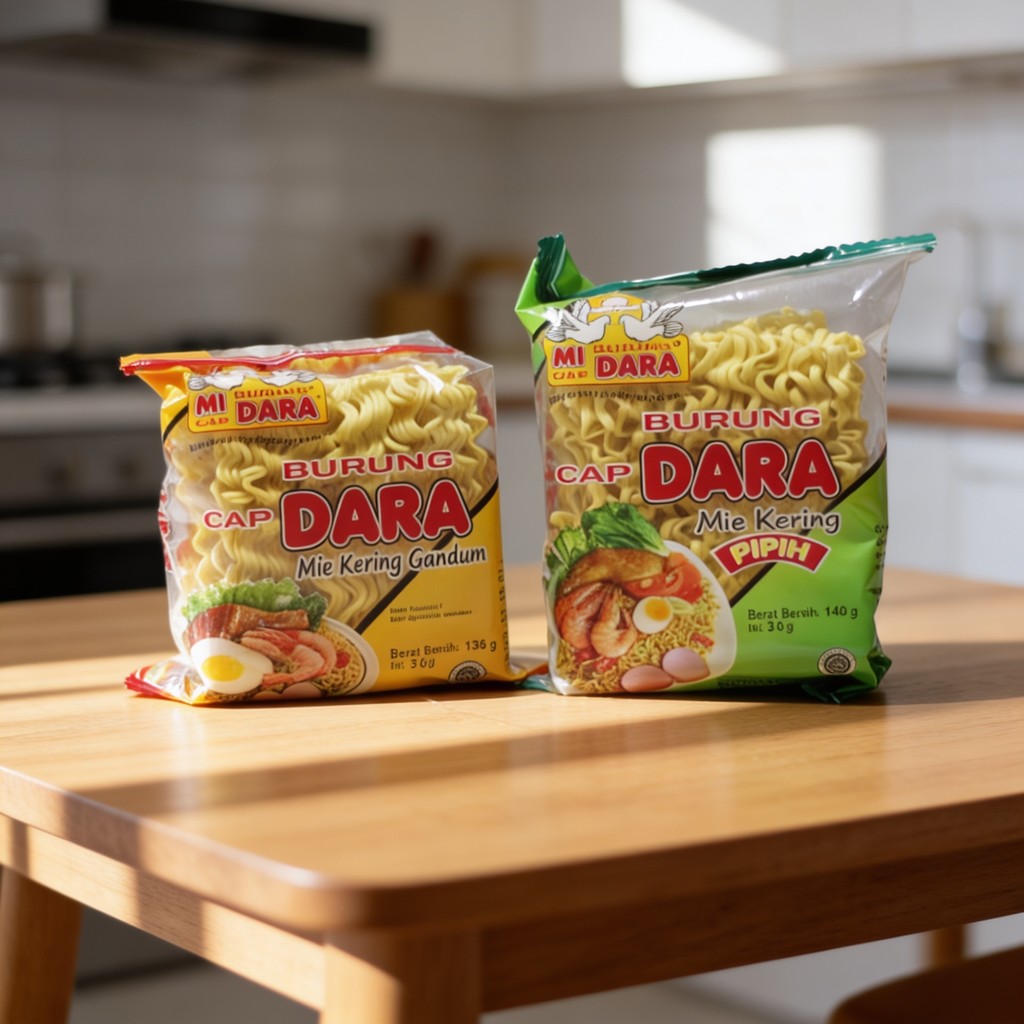 Mie Kering Burung Dara - Mie Bulat / Pipih untuk Bakmi / Goreng / Kuah