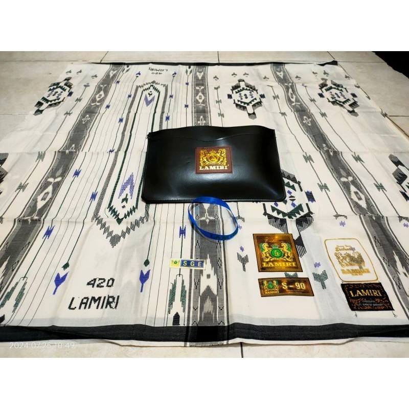 Sarung Lamiri Songket SGE Sutra Asli 100% Hitam Mas