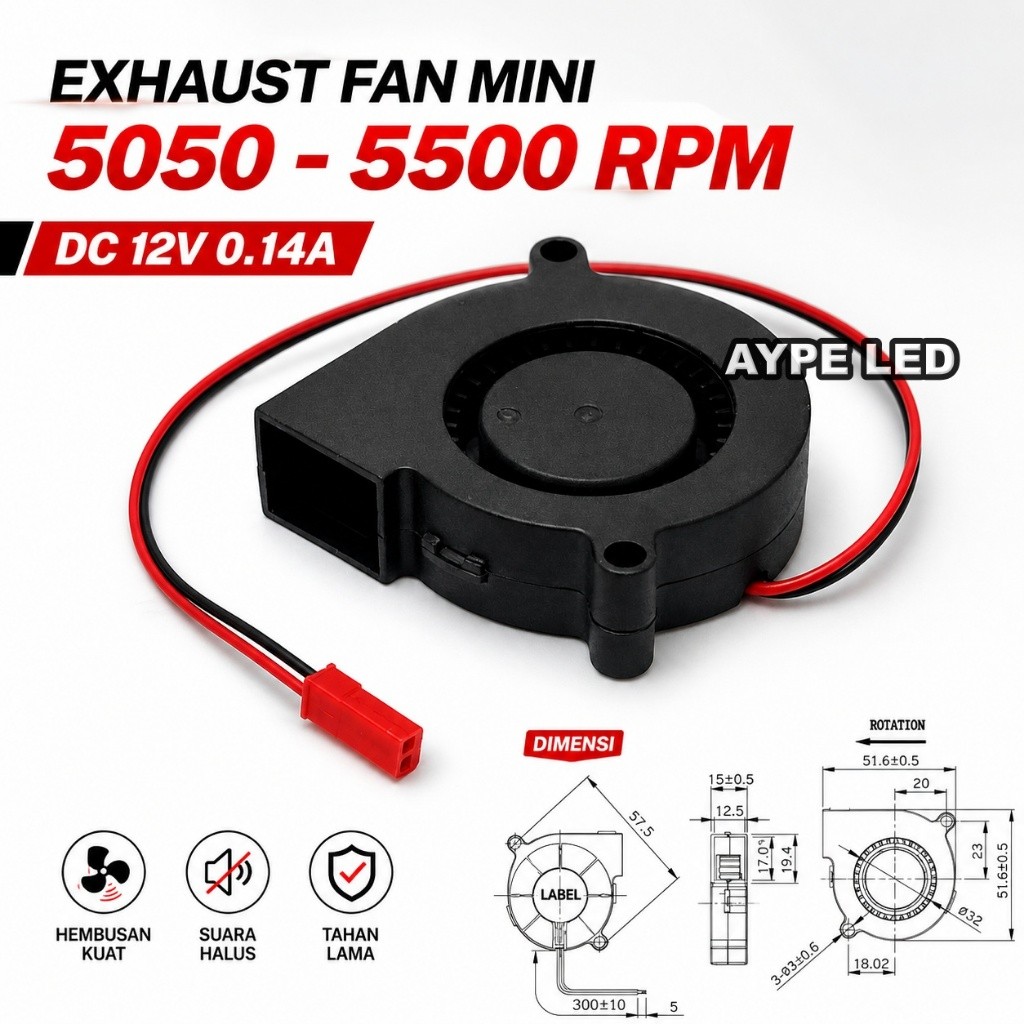 Premium kipas Blower Turbo Mini Exhaust Keong Headlamp Biled 12V 5 X 5CM Exhaust Mini Headlamp