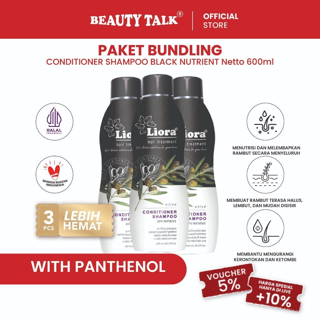 LIORA  [ Bundling Hemat 3 Pcs] Shampoo - 600 ML