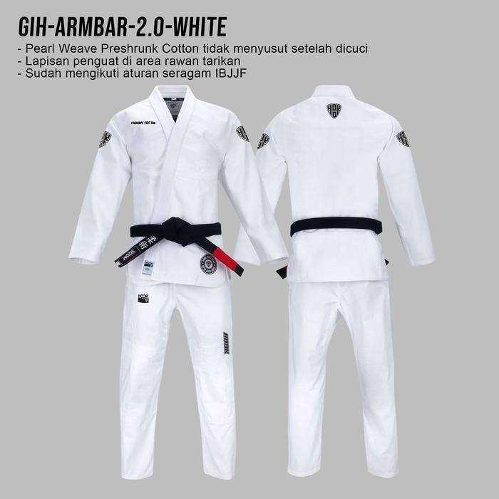 Gi BJJ Jiu Jitsu Hook, BJJ Gi Hook, Jiujitsu Gi Hook, Baju BJJ Hook - GIH-ARMBAR-2.0-WHITE, A3