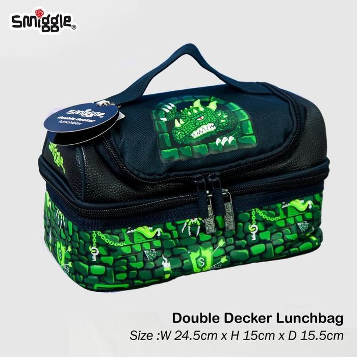 Smiggle Budz Flashy double Decker Lunchbag / Tas Bekal Anak / Tempat Bekal Anak - Dino Dragon