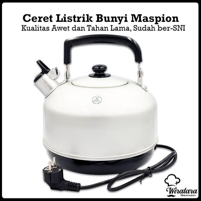 Maspion Ceret Listrik Bunyi Premium | Teko Elektrik Siul Aluminium | Kettle Electric | Pemanas Air -