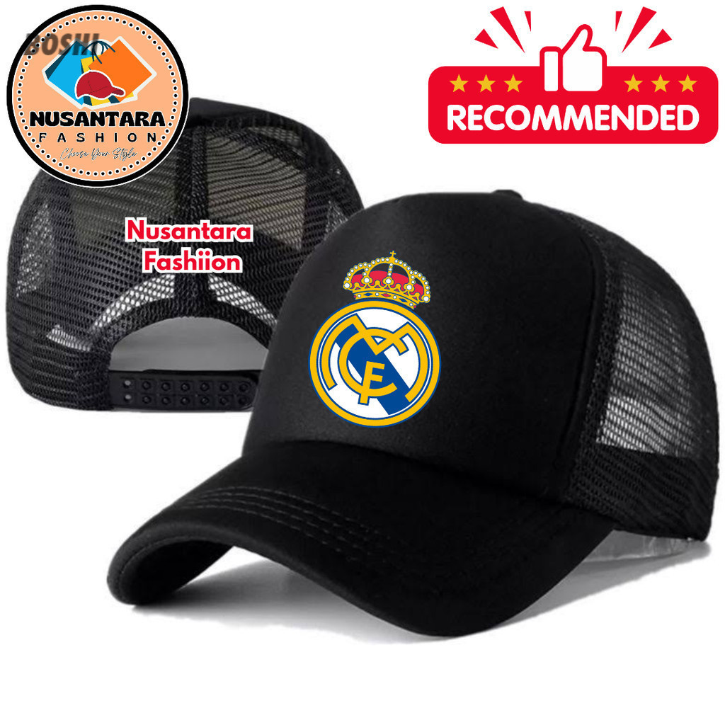Nusantara Fashiion Topi Trucker REAL MADRID - Topi Distro REAL MADRID Logo - Topi REAL MADRID Premiu