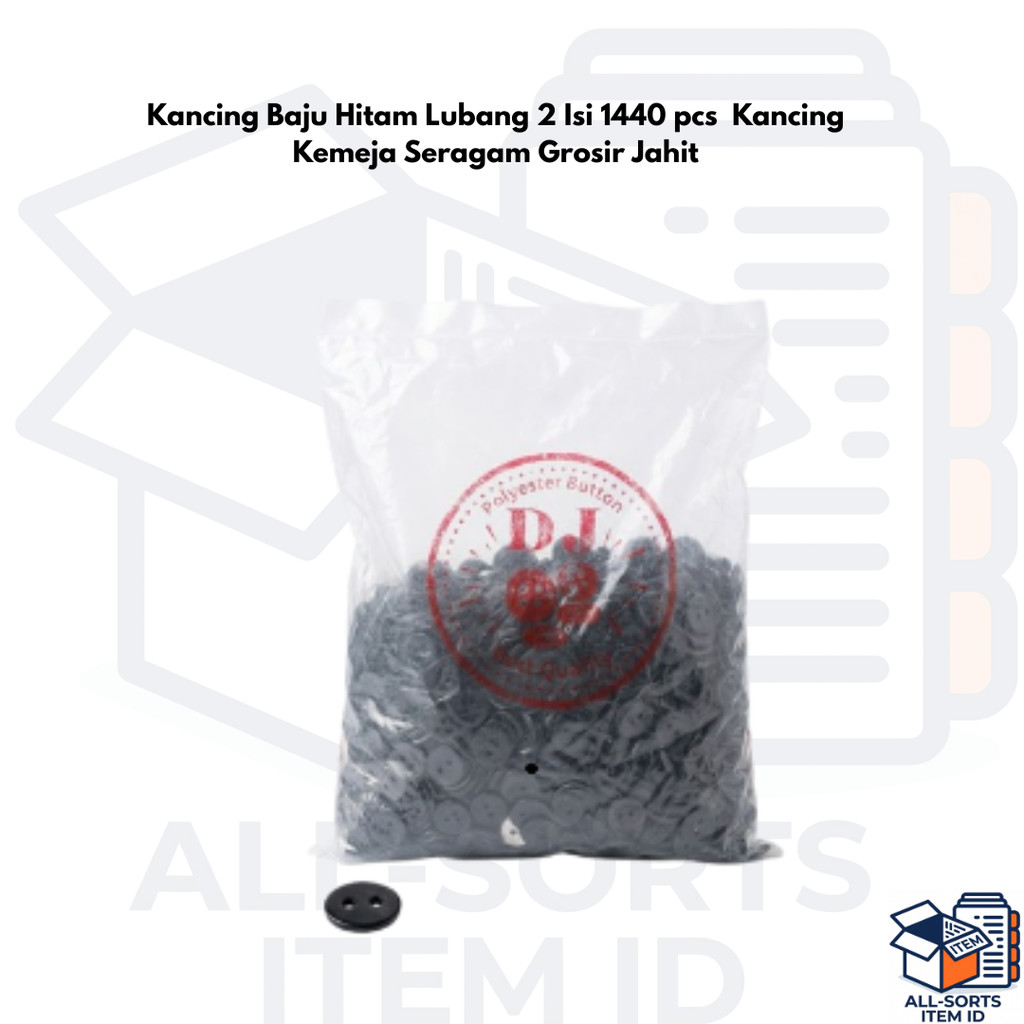 Kancing Baju Hitam Lubang 2 Isi 1440 pcs  Kancing Kemeja Seragam Grosir Jahit