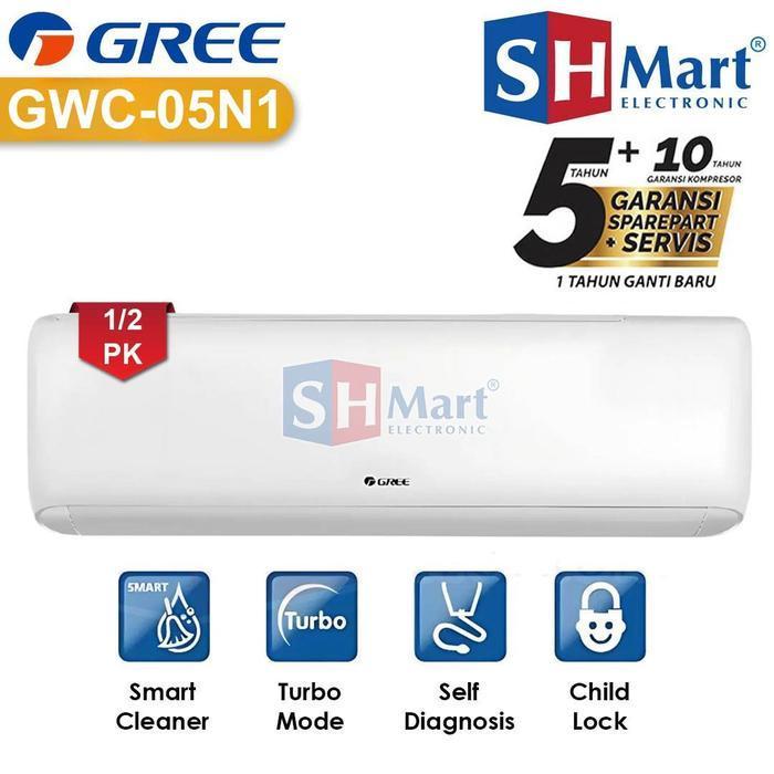 AC GREE 1/2 PK NEW SERIES GWC-05N1 SMART CLEANING BLACK DIAMOND GARANSI RESMI (MEDAN)