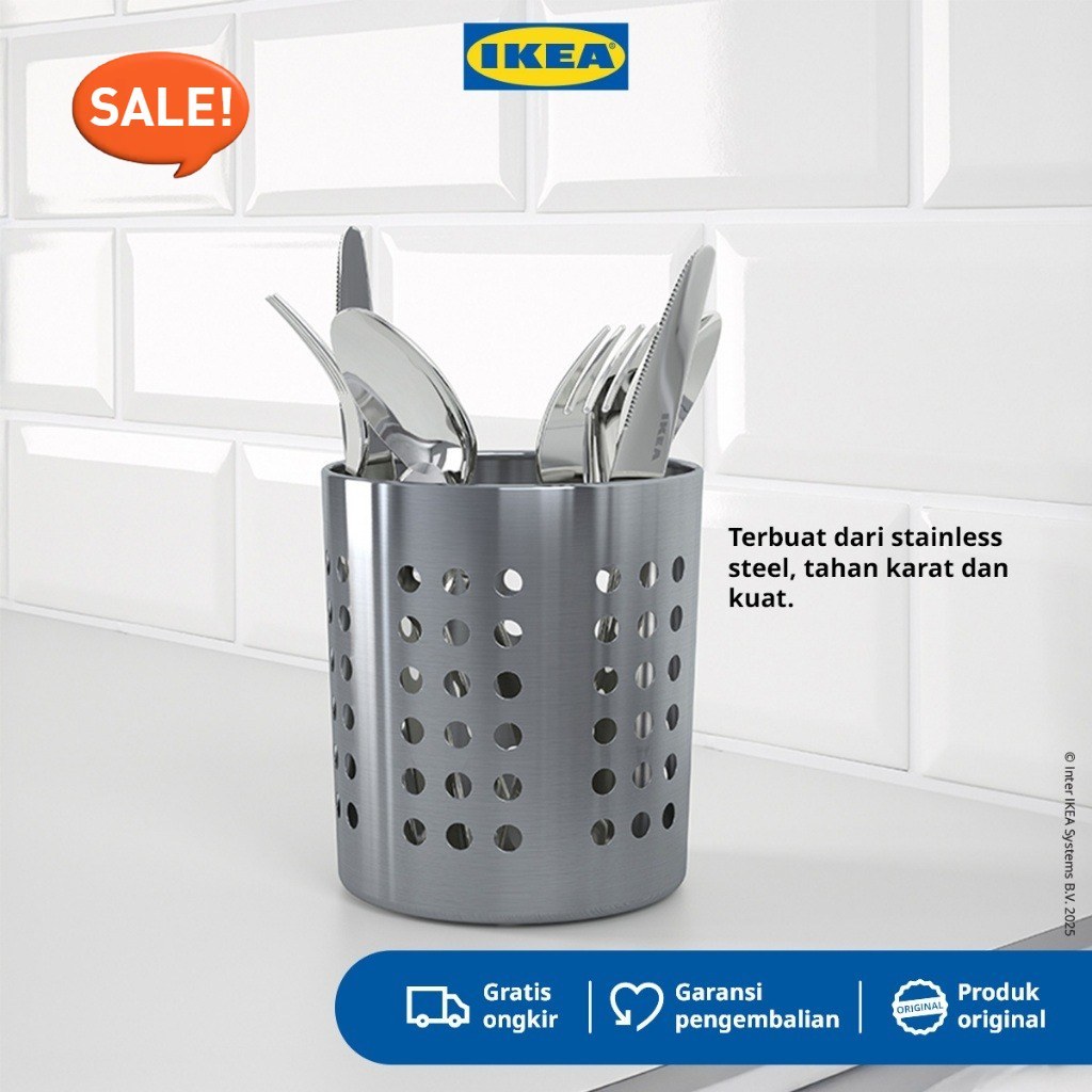 IKEA ORDNING Tempat Sendok / Stand Sendok Bahan Baja 13.5cm