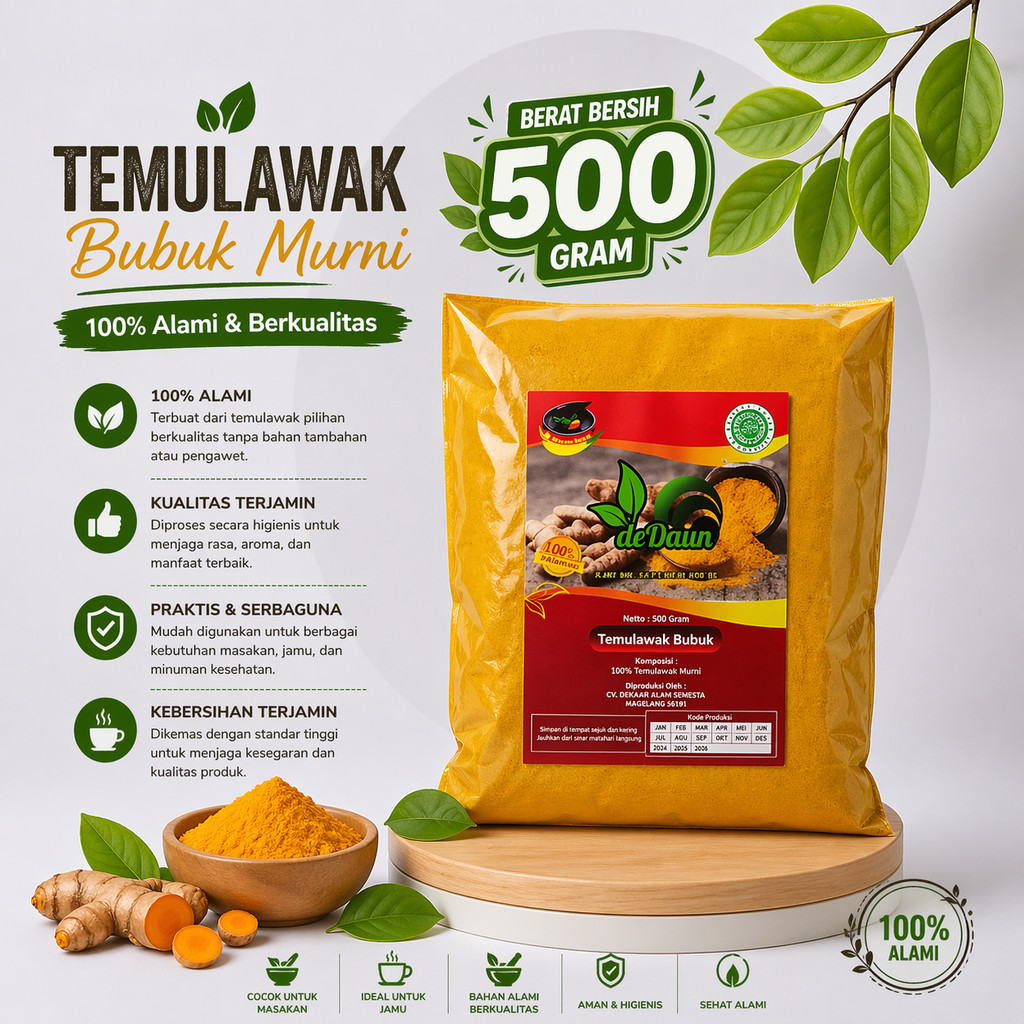 Temulawak bubuk 500gr / Temulawak Murni / Temulawak Instan
