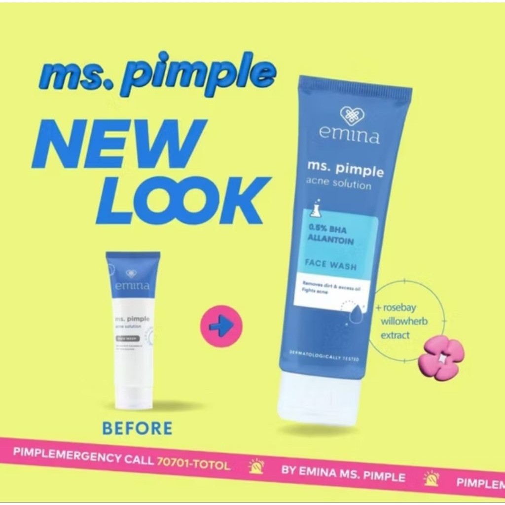 NJB- EMINA MS. PIMPLE ACNE SOLUTION FACE WASH 50 ml - Pembersih Wajah Kulit Berjerawat dsn bruntusan