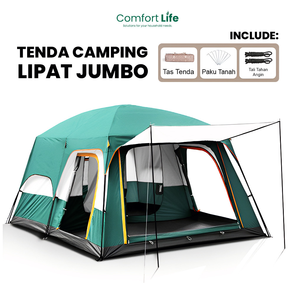 COMFORT LIFE Tenda Camping Jumbo 10-13 Orang Tenda Outdoor Ada 2 Ruangan Waterproof Luxury Automatic