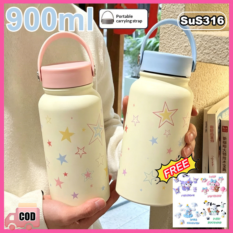 INSPORT FREE 3D STICKER BIG-STAR Botol Minum Thermos 900ml Vacuum Insulated SUS 316 Stainless Steel 
