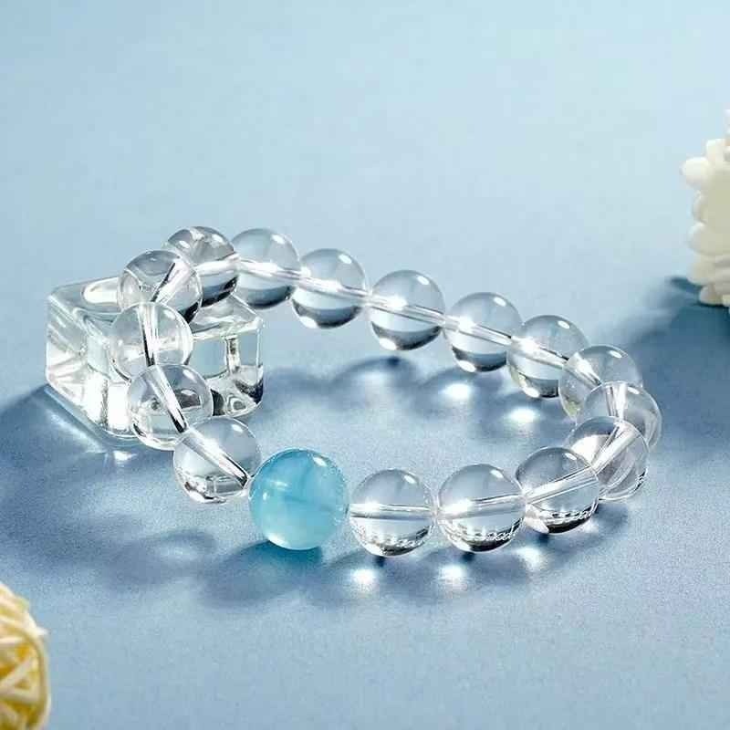 Skinluxe Gelang Perhiasan Gelang Fu Berlapis Emas Kuningan, Gelang Batu Matahari Merah Muda yang Men