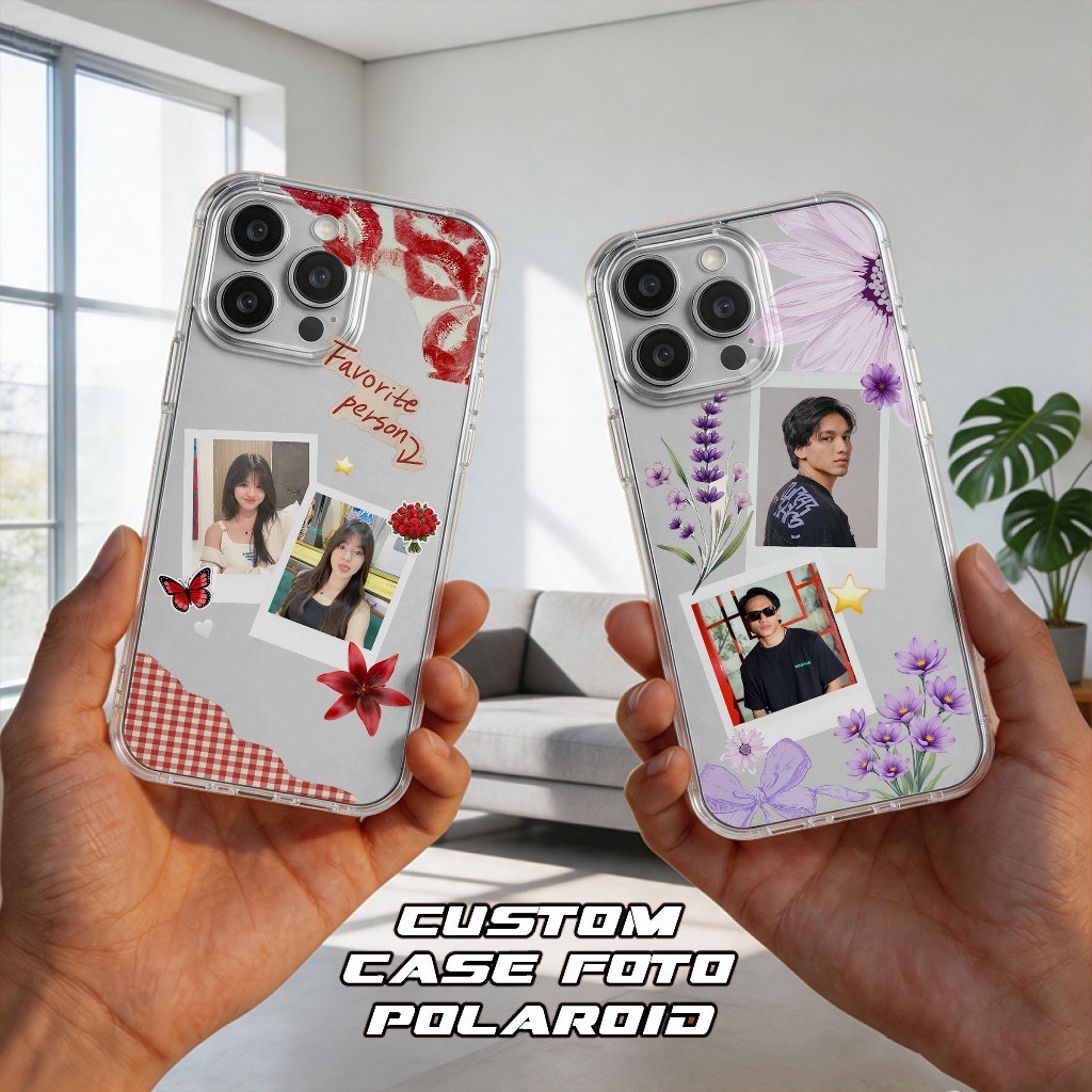 CASING SOFTCASE CUSTOM POLAROID (BISA PAKAI FOTO SENDIRI) CLEAR CASE PREMIUM PRO CAMERA KOMPATIBLE U