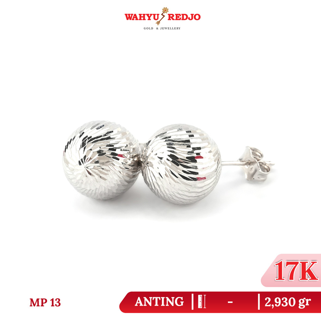 Anting-Anting Emas Putih Tusuk Bola 17K Wahyu Redjo AN-17K-31738106-PMR