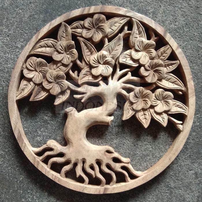 Ukiran Bali Model Tree Of Life Bunga Frangipany 30cm PP5453