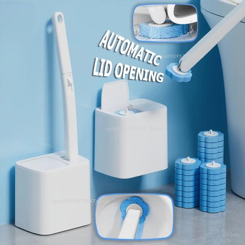 Toilet Brush Wall Mounted Disposable Toilet Brush with Handle Cleaning Set Replacement Head Wc Acces