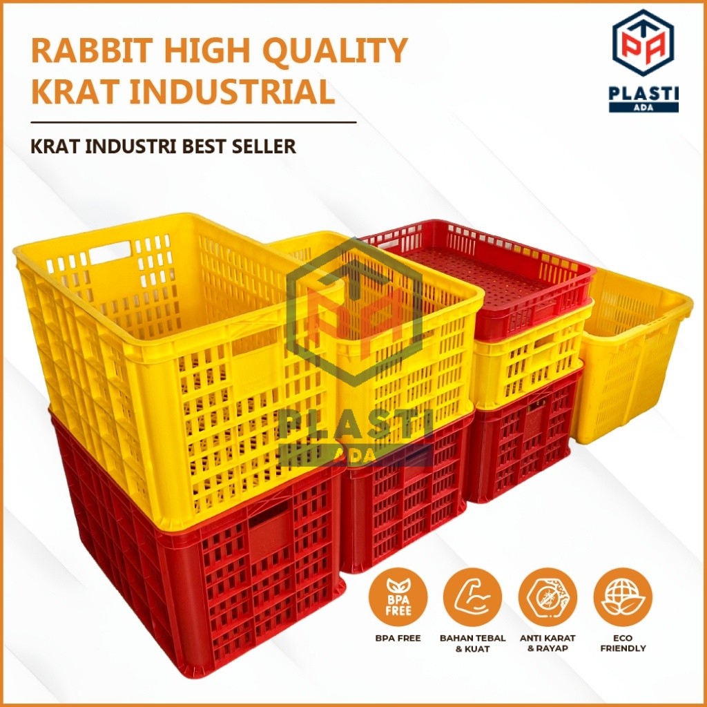 RABBIT HIGH QUALITY KRAT INDUSTRIAL - Keranjang Serbaguna / Krat Industri Tebal / Keranjang Buah