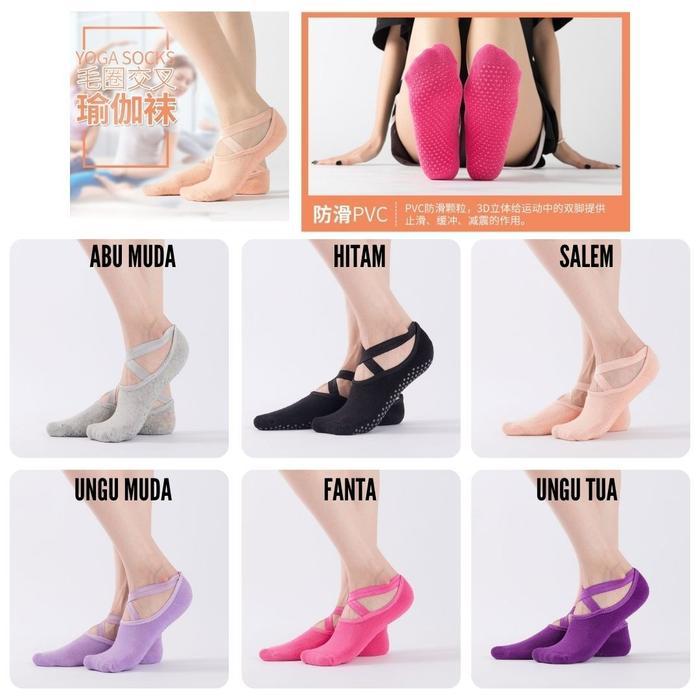 New Arrival Yoga Socks Kaos Kaki Barre Ballet Pilates Senam Gym Anti Slip wanita - ungu tua
