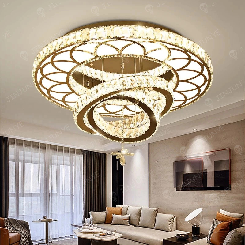 Lampu Gantung Ruang Tamu Kristal Mewah Modern Lampu Hias Kristal Plafon Untuk Ruang Tamu