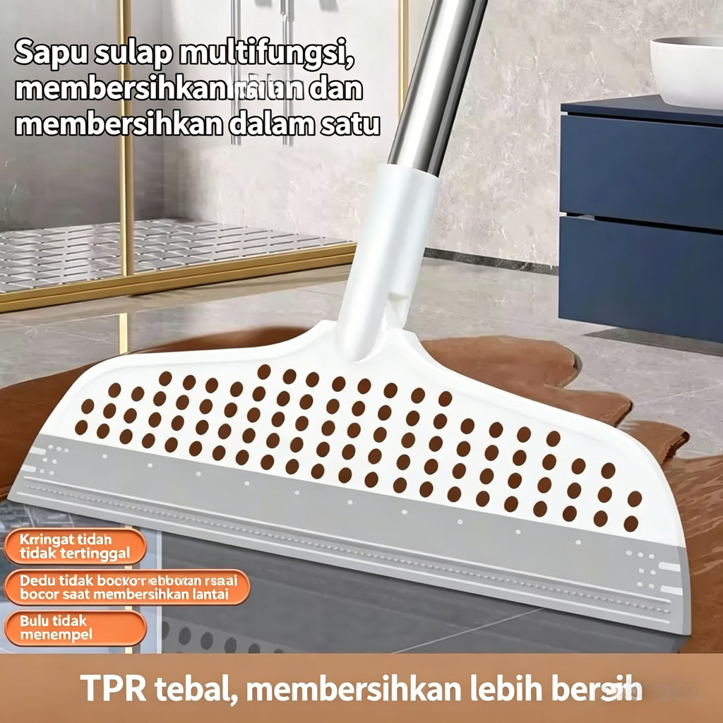 Sapu Wiper Silikon Multifungsi untuk Lantai Kaca dan Kamar Mandi Basah Kering