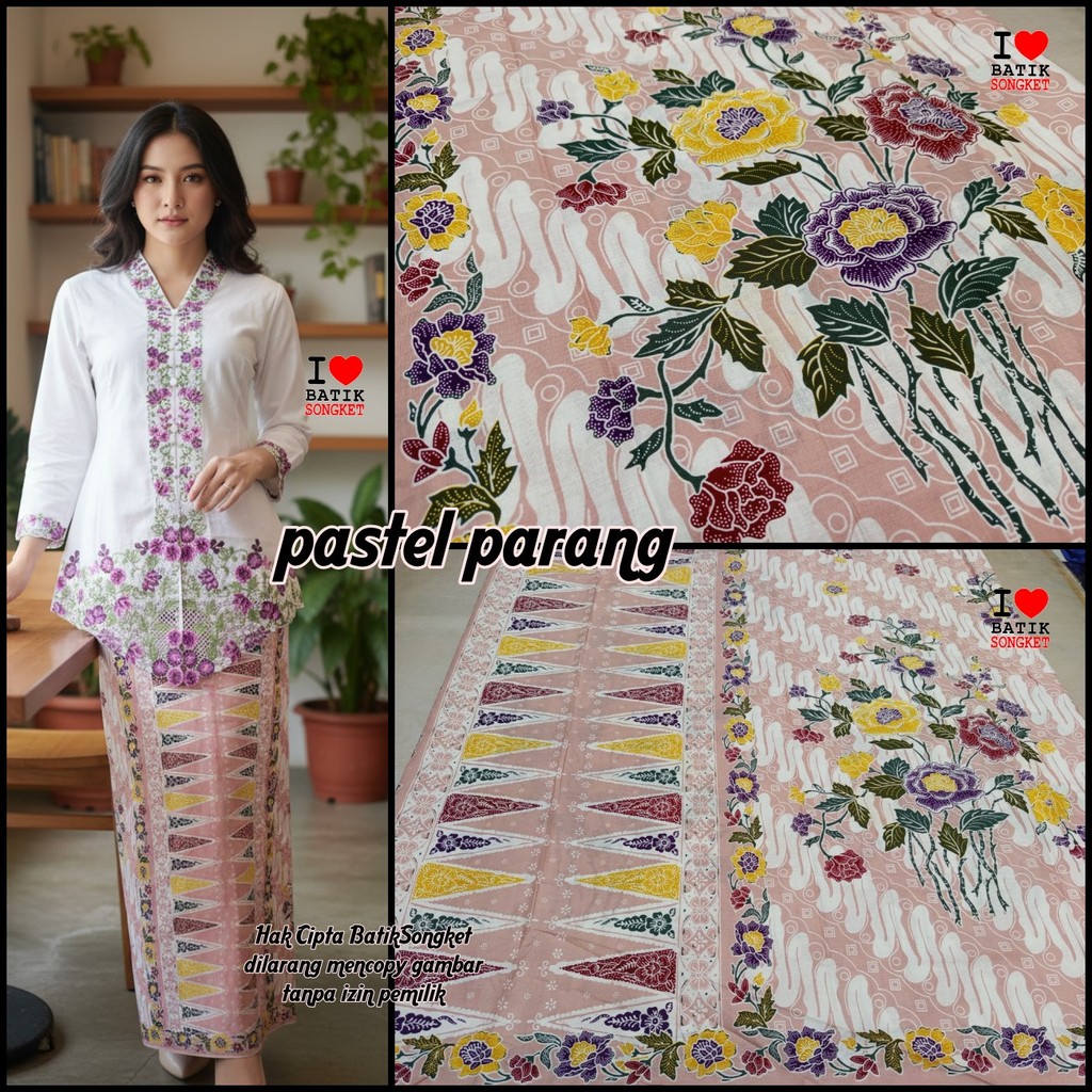 SARUNG BETAWI MOTIF 68 TUMPAL PUCUK REBUNG BAHAN KAIN BATIK JAKARTA ENCIM ABANG NONE BUNGA PARANG LE