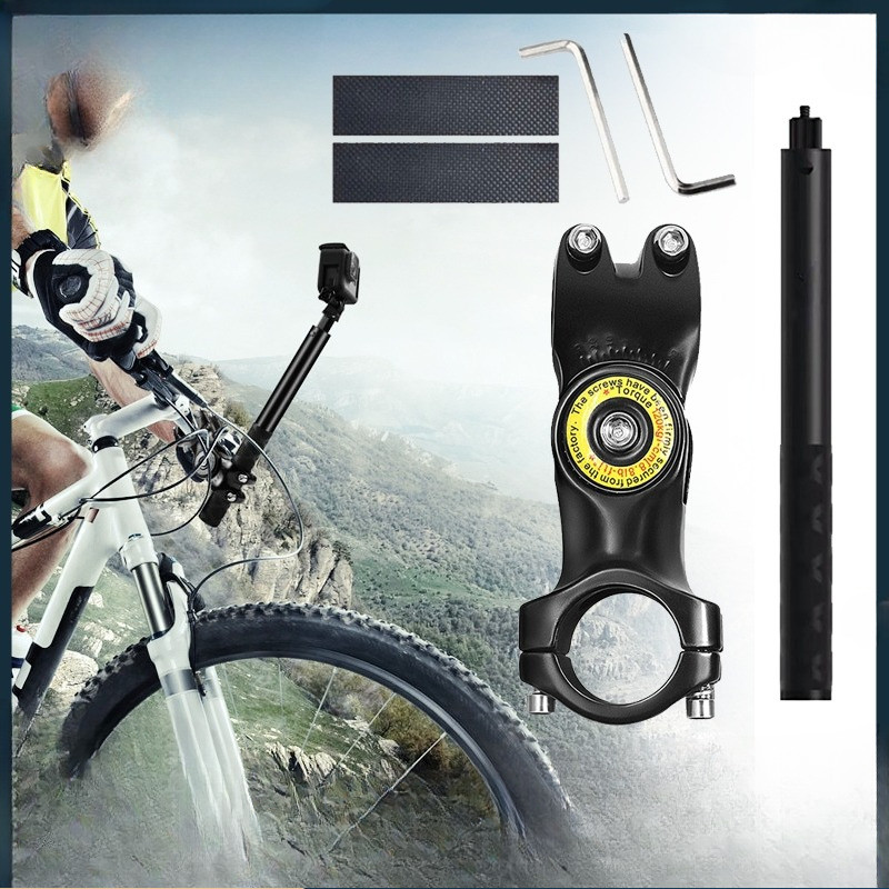 Bracket Stang Sepeda Motor Clamp Mount Handlebar Invisible Selfie Stick Tongsis Kamera Aksi Black