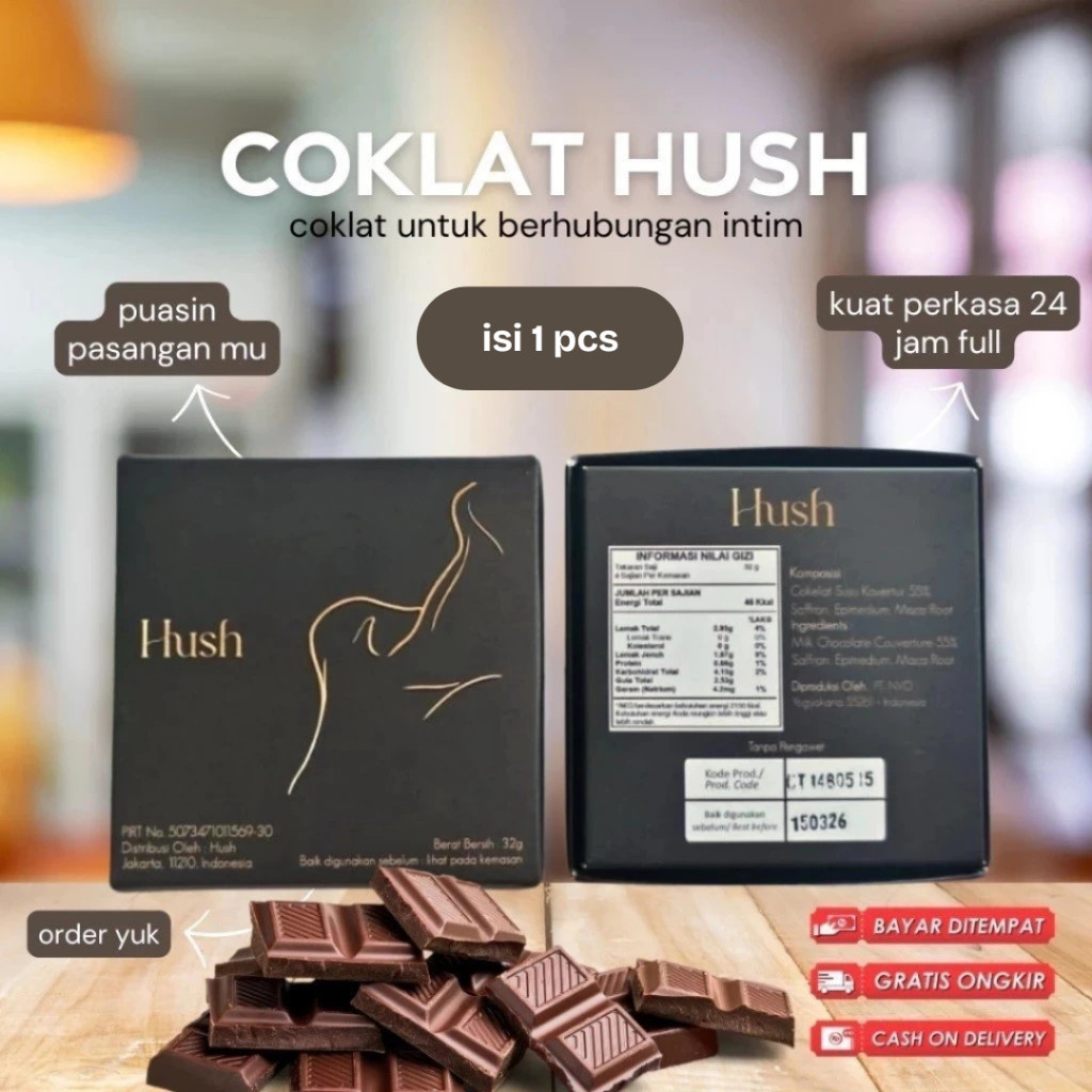 Hush Coklat Intim 1 Pcs Hush Dark Chocolate for couple 32 gram paket hemat Suami Istri Kuat 24 jam A