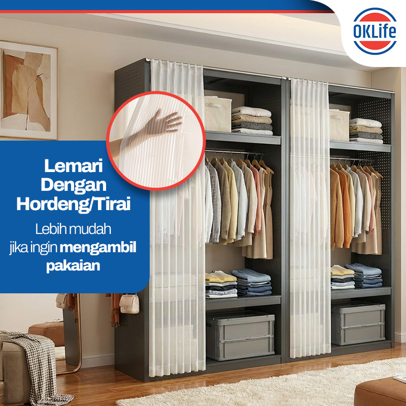 Lemari Pakaian Gantungan Lemari Baju Besi Tirai Lemari aluminium Pakaian Gantung minimalis