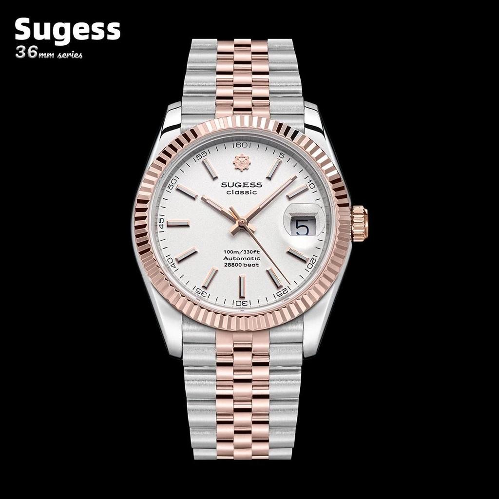 Jam Tangan Pria Sugess 36mm Man Watch Automatic ST2130 Movement Retro Mechanical Wristwatches Sapphi