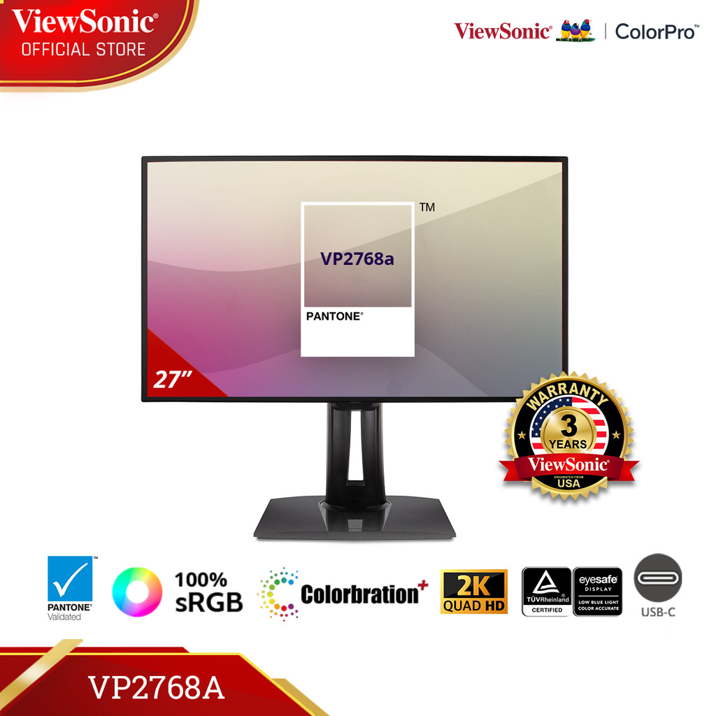 ViewSonic 27" sRGB monitor VP2768A | QHD | Pantone validated 100%