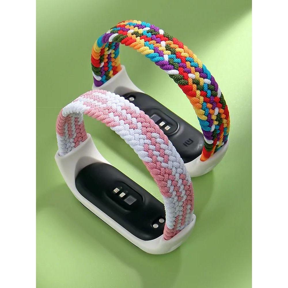 Braided Solo Loop Strap for Xiaomi Mi band 7 6 5 4 3 NFC Nylon Replacement belt bracelet Wristband c