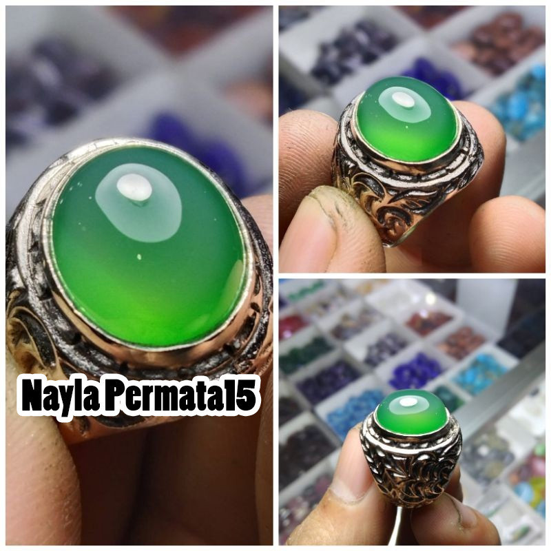 Batu cincin Sulaiman hijau/green Chalcedony giwang  akik 525