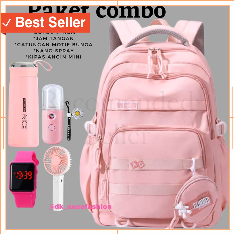 Tas Sekolah Murah Anak Awet Kuat / Tas Ransel Terbaru PAKET COMBO Backpack Kuromi  Sekolah Sd,smp,sm