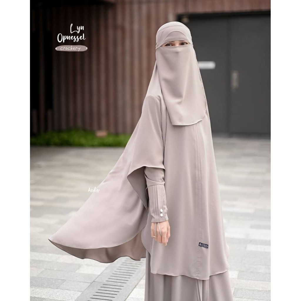 Lyn Opnesel Gamis Set by Azda | Gamis syar'i premium | Lyn Premium Syari One set Dress and Hijab