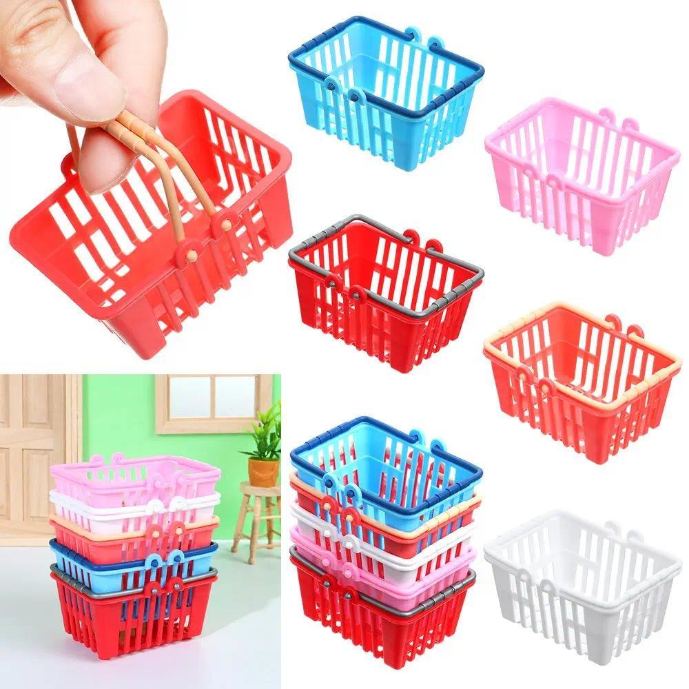 Furniture Miniature For Doll House Supermarket Shopping Food Basket Mini Shopping Basket Doll Access