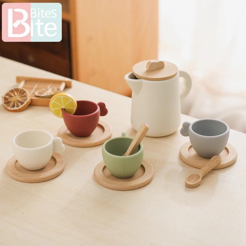 Baby Play Set 9pc Afternoon Tea Set ildren's Play House Toy Afternoon Tea Set Pot Food Grade Silicon