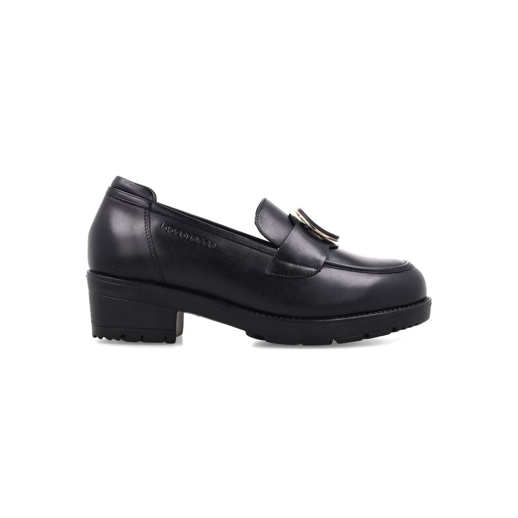 Bocorocco D. Natalie 006 nero - Sepatu Loafers Wedges Wanita Kulit Asli