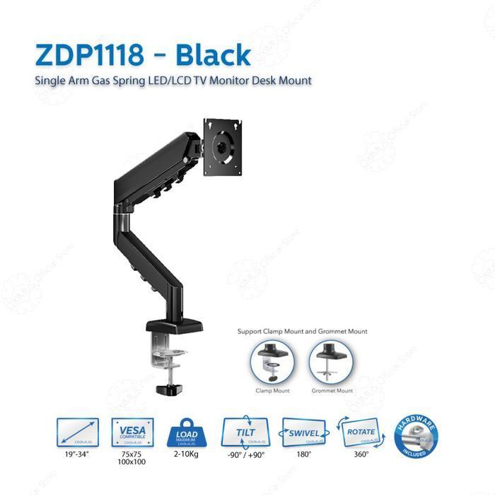 Bracket TV Monitor LED LCD Gas Spring OXIMUS ZDP1118 1118 Tilt Swivel - OXIMUS ZDP1118 HItam TERLARI