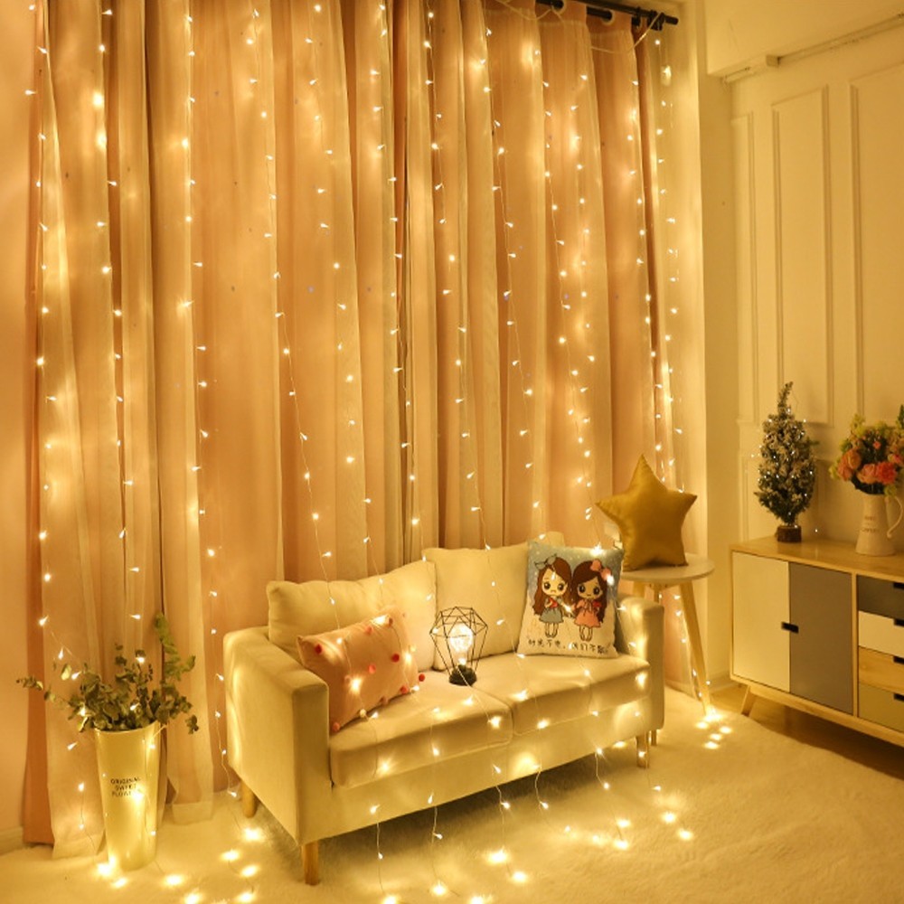 Idealhome Lampu Tirai LED String Fairy Light Lampu Hias Gantung Bintang & Air Terjun 3×3meter LED / 