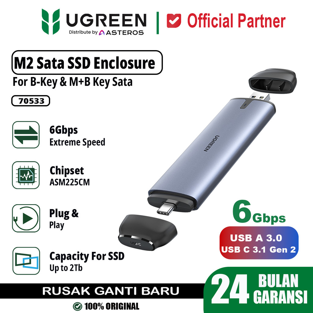 Ugreen Casing SSD M.2 Enclosure NGFF / SATA Slim Speed 5Gbps