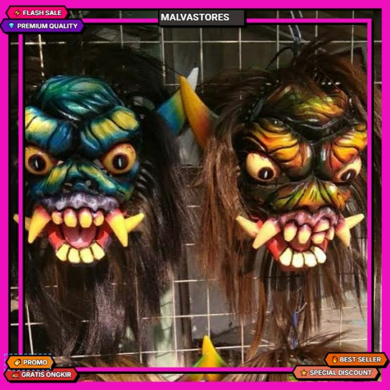 READY Topeng Buto Gedruk / Topeng Buto Rampak / Topeng Buto Ijo / Topeng Gedrug Mika Rambut Panjang 